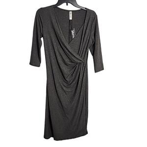 24seven Gray Drape-Front Dress, Small, NWT